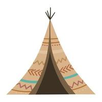 tienda india boho vectorial. icono de tipi bohemio aislado sobre fondo blanco. ilustración de cabaña nativa americana.