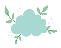 Vector cloud with leaves. Weather icon isolated on white background.