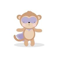 Cute Monkey Superhero. Cartoon style. Vector illustration in white background. For kids stuff, card, posters, banners, children books and print for clothes, t shirts.