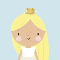 Cute Princess. Cartoon style. Vector illustration. For kids stuff, card, posters, banners, children books, printing on the pack, printing on clothes, fabric, wallpaper, textile or dishes.