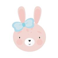 Cute Rabbit with bow. Cartoon style. Vector illustration. For kids stuff, card, posters, banners, children books, printing on the pack, printing on clothes, fabric, wallpaper, textile or dishes.