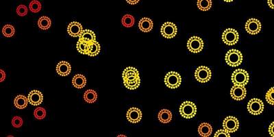 Dark yellow vector backdrop with virus symbols.