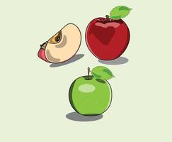 un conjunto de ilustraciones de manzana se puede utilizar como manzana de dibujos animados, icono o en merchandising. vector