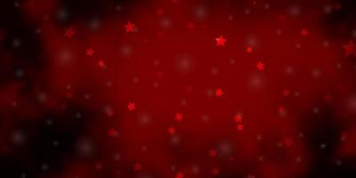 Dark Red vector background with small and big stars.