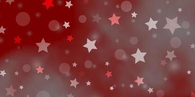 Light Red vector texture with circles, stars.