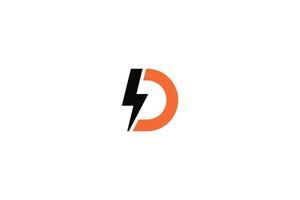 Letter D Thunder Logo. Vector Design.