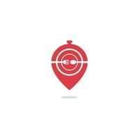 Map Point Food Logo. Vector Design.