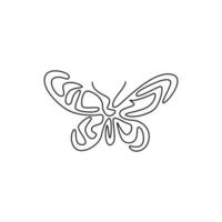 Continuous one line vector drawing of butterfly