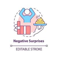 Negative surprises concept icon. How psychological manipulation works abstract idea thin line illustration. Isolated outline drawing. Editable stroke. Arial, Myriad Pro-Bold fonts used vector