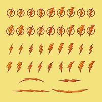 Set Of Iconic Lightning Bolt Energy Symbol vector
