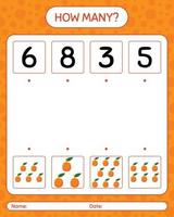 How many counting game with imbe. worksheet for preschool kids, kids activity sheet, printable worksheet vector