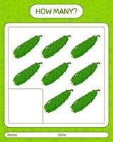 How many counting game with cucumber. worksheet for preschool kids, kids activity sheet, printable worksheet vector