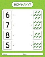 How many counting game with zucchini. worksheet for preschool kids, kids activity sheet, printable worksheet vector