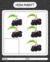 How many counting game with elderberry. worksheet for preschool kids, kids activity sheet, printable worksheet vector