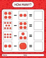 How many counting game nectarine. worksheet for preschool kids, kids activity sheet, printable worksheet vector