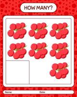 How many counting game with redberry. worksheet for preschool kids, kids activity sheet, printable worksheet vector