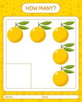 How many counting game with yuzu. worksheet for preschool kids, kids activity sheet, printable worksheet vector