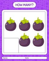 How many counting game with mangosteen. worksheet for preschool kids, kids activity sheet, printable worksheet vector