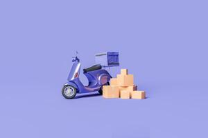 delivery scooter with shipping packages photo