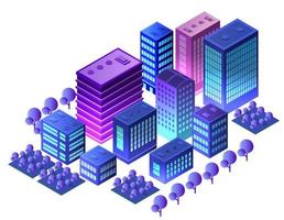 The night city background 3D illustration neon ultraviolet vector