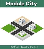 módulo de bloque 3d isométrico de la parte del distrito de la ciudad vector