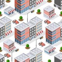 Isometric background city urban seamless pattern of building vector