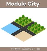 Isometric 3D illustration view from above to the Forest quarter vector