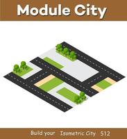 módulo de bloque 3d isométrico de la parte del distrito de la ciudad vector