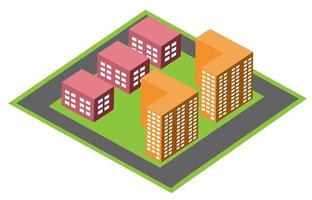 Vector isometric urban architecture block building of the modern city