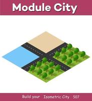 Isometric 3D illustration view from above to the Forest quarter vector