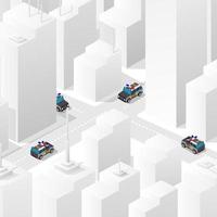 Isometric Street crossroads 3D illustration of the city quarter vector