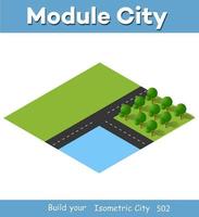 Isometric 3D illustration view from above to the Forest quarter vector