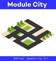 módulo de bloque 3d isométrico de la parte del distrito de la ciudad vector