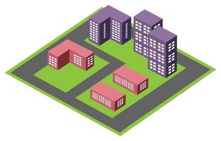 Vector isometric urban architecture block building of the modern city