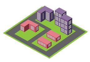 Vector isometric urban architecture block building of the modern city