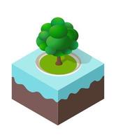 City quarter top view landscape isometric 3D illustration projection with trees vector