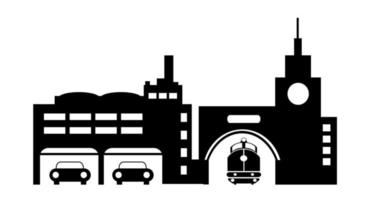 Vector City silhouette object element retro of Industry Factory