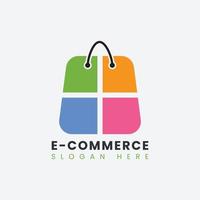 diseño de logotipo de comercio electrónico abstracto moderno creativo, plantilla de diseño de logotipo de bolsa de compras en línea degradado colorido vector