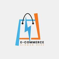 diseño de logotipo de comercio electrónico abstracto moderno creativo, plantilla de diseño de logotipo de bolsa de compras en línea degradado colorido vector