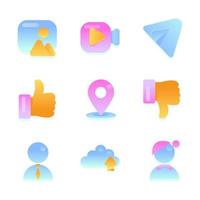 iconos de redes sociales en colores pastel simplemente brillantes vector