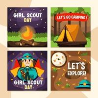 actividad divertida publicación en redes sociales de girl scout vector