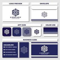 Creative letter R B G monogram logo template with envelope and business card vector