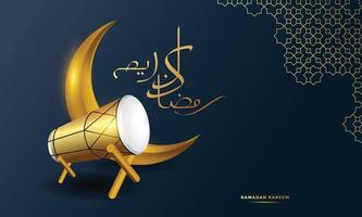 ramadan kareem gift card arabic calligraphy background vector illustration