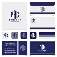 Creative letter P A C monogram logo template with envelope and business card vector