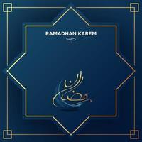 Ramadan Kareem arabic calligraphy with blue moon vector illustration