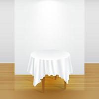 Blank display round table background with wooden floor vector