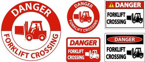 Danger Forklift Crossing Sign On White Background vector