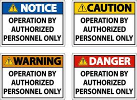 Operation By Authorized Only Sign On White Background vector