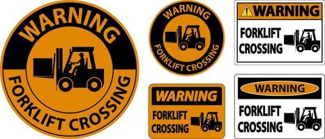 Warning Forklift Crossing Sign On White Background vector
