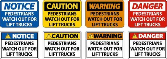 Pedestrians Watch For Lift Trucks Sign On White Background vector